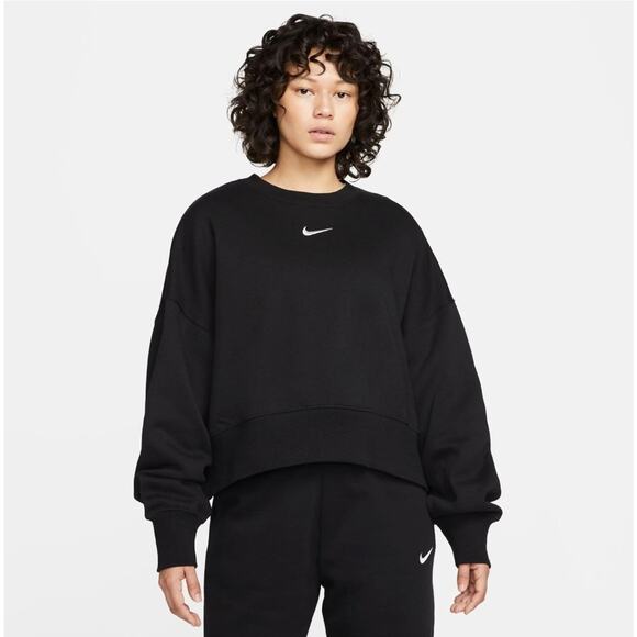 Nike Sportswear Phoenix Fleece Ultra-Oversized Crew Neck Sweatshirt, Black, XS - Picture 1 of 3